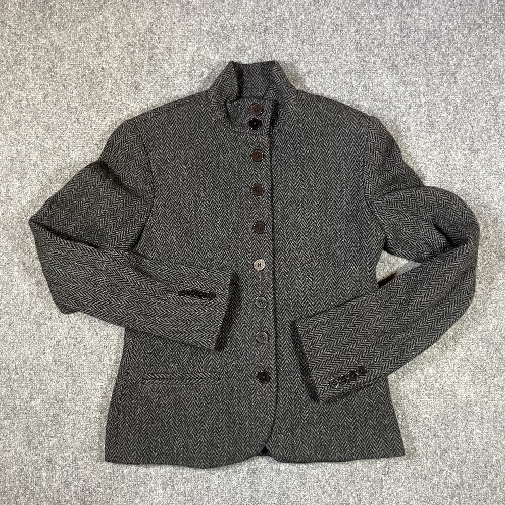 Lauren Ralph Lauren Herringbone Blazer Jacket Womens Size 4 Charcoal